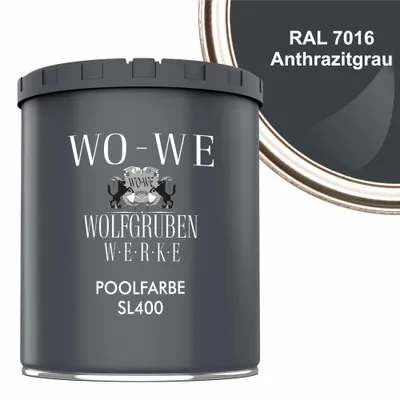 Produktbild von Schwimmbadfarbe Poolfarbe Schwimmbeckenfarbe SL400 Anthrazitgrau ähnl. RAL 7016 - 750ml