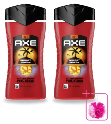 Produktbild von 2 x Axe 3-in-1 Duschgel Sunset Fresh Mango und Mandarine - 250 ml - Sparpackung - 2 Stücke