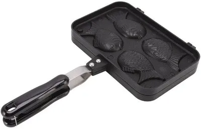 Immagine prodotto di Stampo per dolci a forma di taiyaki - Stampo per cialde doppie con manico in acciaio - Ideale per dolci fatti in casa