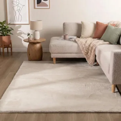 Produktbild von Flycarpets Hochflor Teppich Beige Wohnzimmer Flauschig Fellteppich Kunstfell Plüsch Shaggy Weich Fellimitat  Grösse  160 X 230