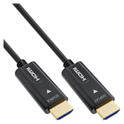 Produktbild von InLine HDMI AOC Kabel, High Speed HDMI mit Ethernet 4K/60Hz Stecker/Stecker 10m, 10 m, HDMI Typ A (Standard), HDMI Typ A (Standard), 3D, 18 Gbit/s, Schwarz