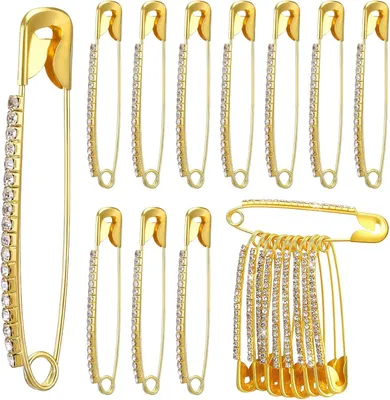 Produktbild von Brosche - 5,5 cm - Ziernadel - Schalnadel - Strickjacken Verschluss - Goldfarben - Elegantes Damenaccessoire - Poncho Brosche