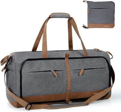 Immagine prodotto di Famanu: Borsa da viaggio pieghevole, borsa sportiva, borsa da weekend per donna - Grigia