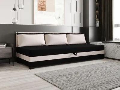 Obrázok produktu pre Jednolôžková posteľ 90x195 ZAJDA BIZ 2 s úložným priestorom - čierna / ecru