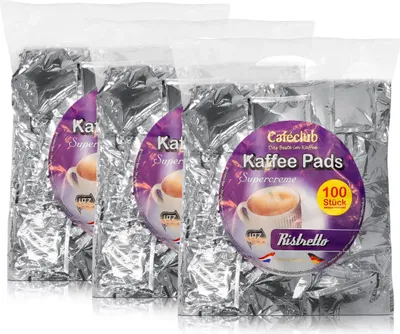Produktbild von Cafeclub Kaffeepads Ristretto Supercreme Megabeutel 100 Stück (3er Pack)