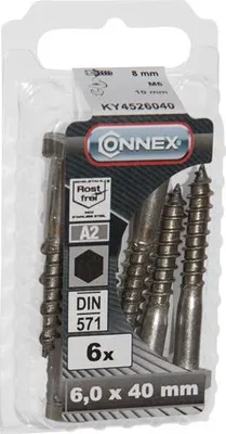 Immagine prodotto di Viti filettate in legno Connex (6k) 6x40, 6 pezzi, A2 - ky4526040