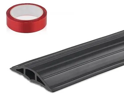 Zdjęcie produktu dla Mostek kablowy podłogowy gumowy czarny 400 cm 3 kanały ochrona