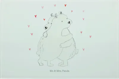 Produktbild von Mr. & Mrs. Panda Schneidebrett Aus Glas Eisbär Umarmen - Weiß - Geschenk, Lustige Sprüche, Schneidbrett, Glasschneidebrett, Hackbrett, Schneidplatte