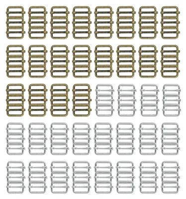 Obrázek produktu pro 120 kusů posuvných přezek - Nastavitelné - Kovové - 20 mm - Stříbrné/Bronzové - Odolné a nerezové - Přezky na pásky