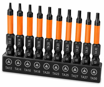 Obrázek produktu pro 10 profesionálních šroubovacích bitů pro Torx TA12-TA30, magnetické bity vyrobené z oceli, délka 50 mm