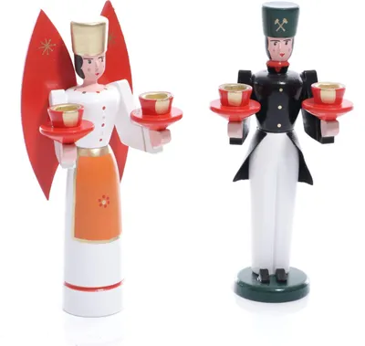 Produktbild von Weihnachtsfiguren Engel und Bergmann bunt Höhe ca 15cm NEU