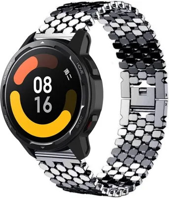 Produktbild von Strap-it Stahlarmband Fisch - Kompatibel mit Xiaomi Watch S1 Armband Ersatzarmband Edelstahl - Clipverschluss - Hochwertiges Material - für Smartwatch 22mm Armband Schwarz
