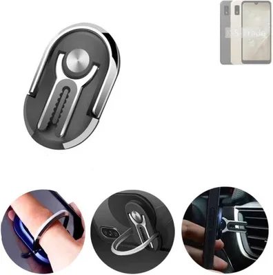 Produktbild von K-S-Trade 3in1 Smartphone-Ring Handy-Ring kompatibel mit Sharp Aquos Wish3 Fingerhalterung  Handyring Tischständer Lüftungsgitter-Halterung Tisch