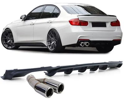 Für BMW F30 F31 316 318 320 Stoßstange Heckdiffusor Schwarz Matt Endrohre Chrom in der Farbe Schwarz von Carparts-Online GmbH