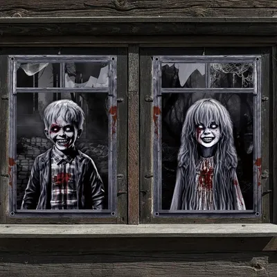 Produktbild von Halloween Fensterbilder 2 Stück 120 x 80 cm Gruselige Deko Polyester