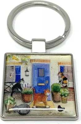 Image de Porte-clés K07 Chats devant la maison