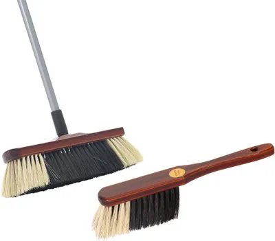 Produktbild von Novaliv Handfeger und Zimmerbesen mit Stiel I Rosshaarmischung I feines Tierhaar I Handbesen Holz I Stubenbesen Naturhaarbesen Handkehrer Hand Brush Broom