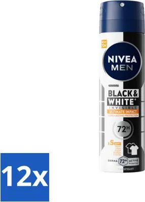 Produktbild von NIVEA MEN - Deodorant Spray - Black & White Ultimate Impact - 150 ml - Vorteilspack - 12 Stücke