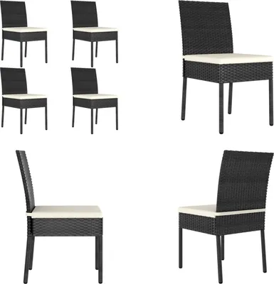 Produktbild von vidaXL Garten Essstühle 4 Stk. Poly Rattan Schwarz - Essstuhl - Essstühle - Gartenstuhl - Gartenstühle