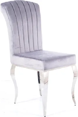 A single upholstered chair with a silver metal frame.