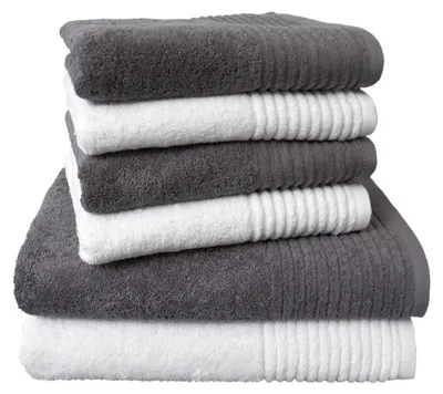Produktbild von Dyckhoff Handtuch-Set 'Brillant' Grau/Weiß 6-teilig - 2 x Duschtücher (70 x 140 cm) & 4 x Handtücher (50 x 100 cm)