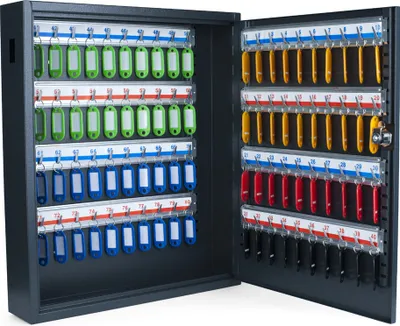 Obrázok produktu pre pavo 8047208 pavo Deluxe Schlüsselkasten grau mit 80 Haken Zylinderschloss