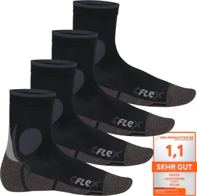 Produktbild von CFLEX - Running / Laufsocken (4 Paar) für Männer und Frauen schwarz-grau