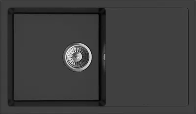 Produktbild von Granitspüle - Spülbecken - Küchenspüle - 76 x 44cm - Schwarz - Einbauspüle - Hochwertig, Kratzfest, Elegantes Design - Platzsparender Siphon - ARIA 76