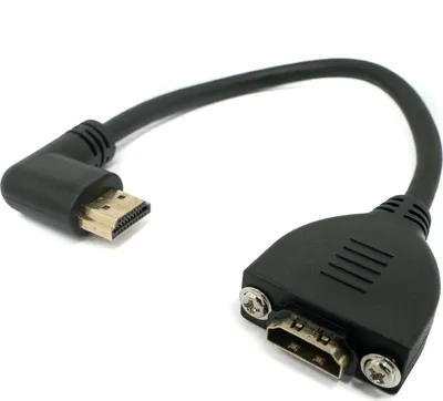Produktbild von SYSTEM-S HDMI 1.4 Kabel 25 cm Typ A Stecker zu Stecker Schraube Winkel in Schwarz