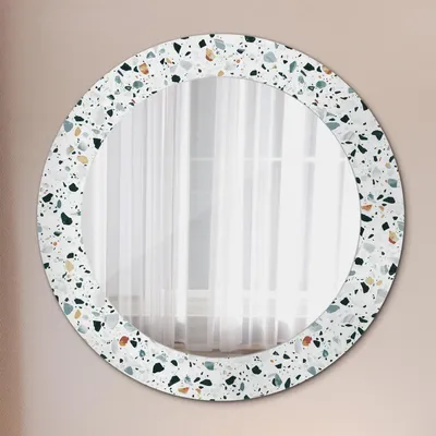 Produktbild von Wohnzimmer Spiegel - Mirror zum Wandspiegel Schlafzimmer – Schminkspiegel - Natürlich Stein - Runder: Ø60 cm