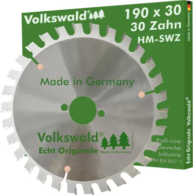 Produktbild von Volkswald ® HM-Sägeblatt SWZ 190 x 30 mm Z= 30 Kreissägeblatt Kreissäge Handkreissäge Hartmetall  Ersatzsägeblatt mit Spezial-Wechselzahnung von Brennholz Leimhölzer Massivholz  Brennholzsägen Tischkreissägen