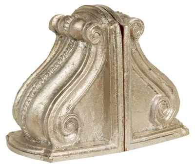 Buchstützen aus Holz, Silber, 23,5x12,5x12,5x18,5 cm, 2 Stück