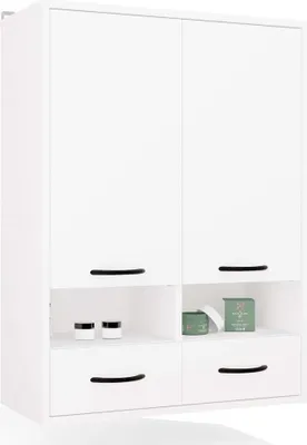 Immagine prodotto di Mobile da bagno pensile NINA W2D2P2S con 2 cassetti – Bianco opaco | 66x90x30 cm