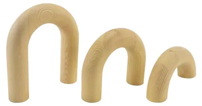 3er Set Holzbögen, dekorativ, 8,9–16,5 cm, natur