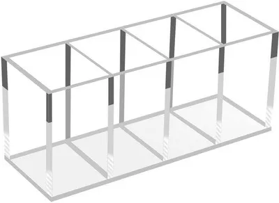 Obrázek produktu pro Akrylový organizér do kanceláře – 4 průhledné přihrádky na kosmetické štětce, propisky, tužky a kosmetiku