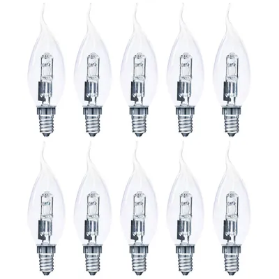 Produktbild von 10 x Müller-Licht  Halogen Leuchtmittel Windstoß Kerze 30W = 37W E14 klar 405lm warmweiß 2900K dimmbar