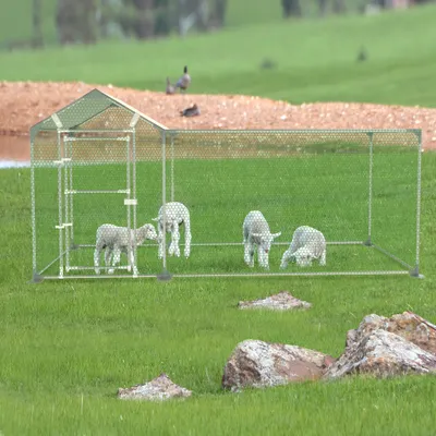 Produktbild von LZQ Outdoor Hühnerstall Hühnerhaus Dach Geflügelstall Verzinkter Stahlrahmen mit PE 4 x 1 x 1,5 m