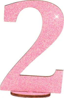 Produktbild von Oblique Unique Zahl 2 Aufsteller aus Holz mit Glitzer Dekoration für Geburtstag Jubiläum Deko Tischdeko - rosa