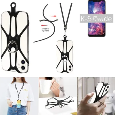 Produktbild von K-S-Trade 3in1 Handykette Handyband Handykordel Halsband Smartphone-Ring Handy-Ring kompatibel mit Sony Xperia 10 Plus Fingerhalterung Handyring