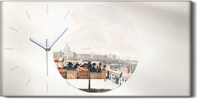 Produktbild von Wanduhr Uhr Wandbild Leinwand 60x30 Zeichnung Stadt Stadtbild Gebäude Himmel - weiße Hände