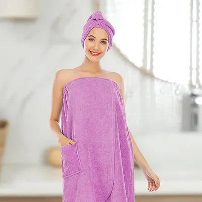 Produktbild von Damen-Badetuch, Spa-Dusche, weiches Mikrofaser-Badetuch mit Haarturban