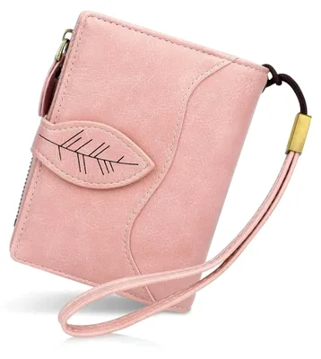 Produktbild von Geldbörse Damen Klein, Portemonnaie Leder mit RFID Schutz, 16 Kartenfächer und Kleingeldfach (Rosa)