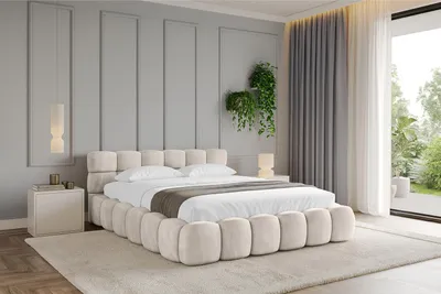 Produktbild von ALTDECOR Polsterbett mit Bettkasten LEYA v1 - 200x200 Beige - Bett ohne Matratze, Doppelbett mit Stauraum und Latternrost, Boxbett mit Kopfteil