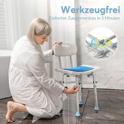 Produktbild von Famanu Duschstuhl Anti-Rutsch - Stabil und Höhenverstellbar