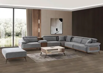 Produktbild von Ecksofa L form Stoffsofa Polstersofa Couch Sofa Blau Moderne Stoff