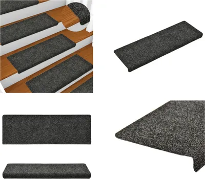 Produktbild von vidaXL Treppenmatten 15 Stk. Nadelvlies 65x21x4 cm Grau - Stufenmatte - Stufenmatten - Treppenmatten - Treppenstufenmatten
