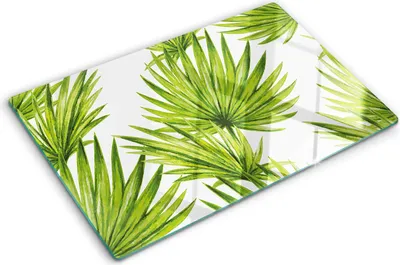 Obrázek produktu pro Kryt varné desky – Kryt na indukční desku – Ochranná skleněná deska – 80x52 cm– Skleněné ochranné desky na sporák –Tvrzené sklo –Tropické listy