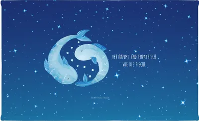 Produktbild von Mr. & Mrs. Panda Flauschtuch Sternzeichen Fische - Sternenhimmel Blau - Geschenk, kleines Handtuch, Geburtstag März, Fisch, Sternbild, Baumwollhandtuch, Händehandtuch