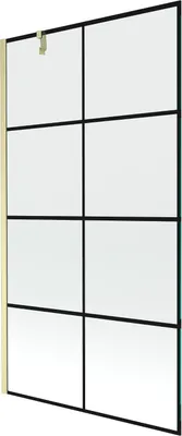 Produktbild von Mexen Next Duschabtrennung 1-flügelig 100 x 150 cm, schwarzes Muster, gebürstetes Gold - 895-100-000-00-77-55