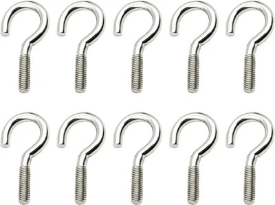 Imagen del producto de Ganchos para tornillos de acero inoxidable M6 x 50 mm, paquete de 15 unidades, para montaje en pared y techo